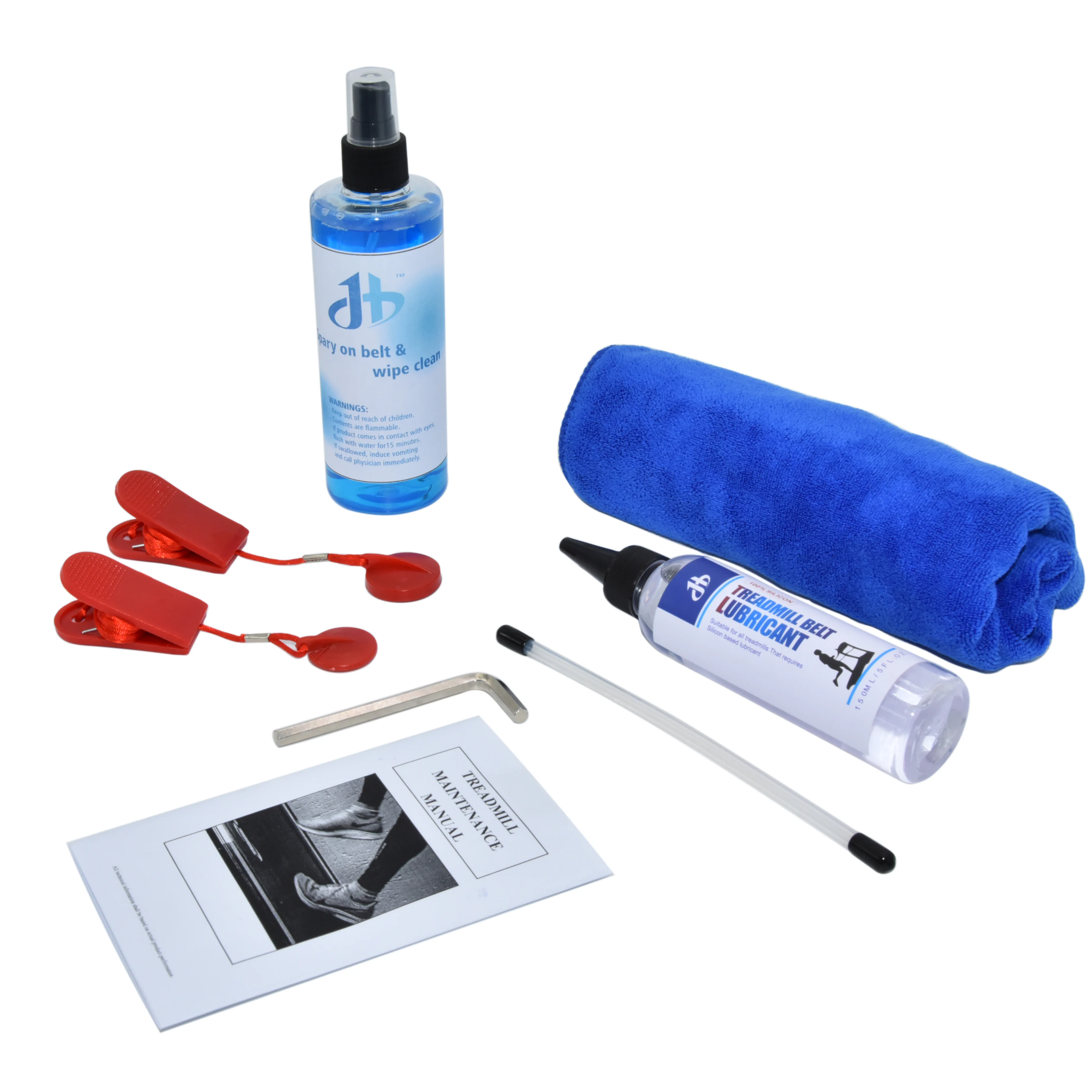 

High Quality Treadmill Accessory Kit Comes with Belt Silicone Lubricant, Equipment Cleaner, Surge Protector, Cloths, Tube