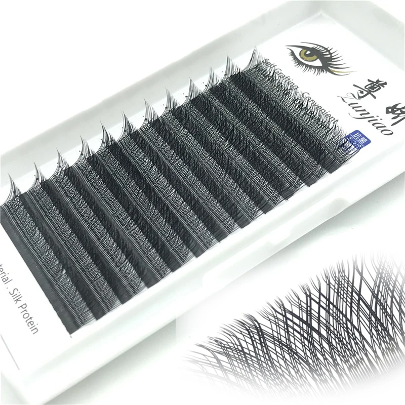 

OEM Y y eyelash extension tray with your own logo silk 18mm case cluster fluffy mink eyelash vendors, Natural black