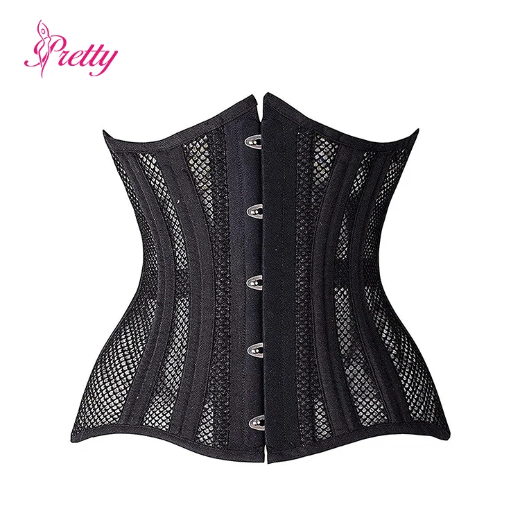 

Breathable Corset Grommet back Waist Trainer with 24 steel bones XS-3XL Mesh design shape wear
