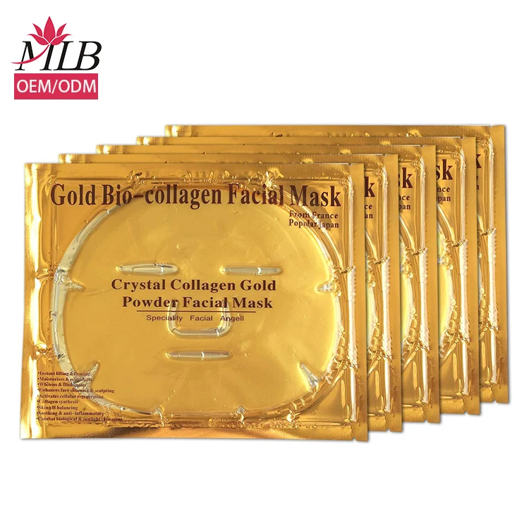 

Hot bio-collagen hydrating facemask crystal gold powder collagen products mascarillasl facial mask golden infused face mask, Pure golden