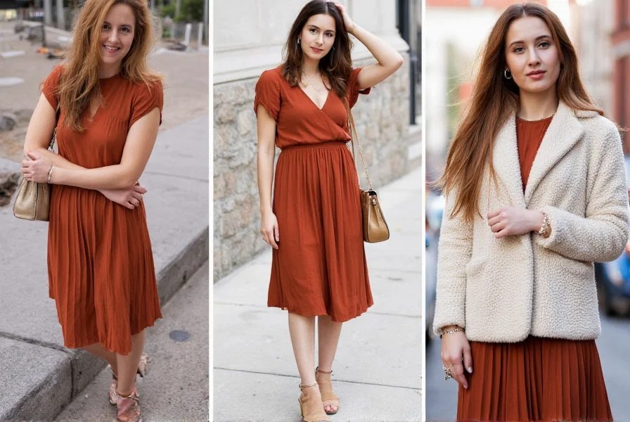 Three women demonstrating ginger spice color coordination with different skin tones showing how to wear ginger spice outfits for various complexions