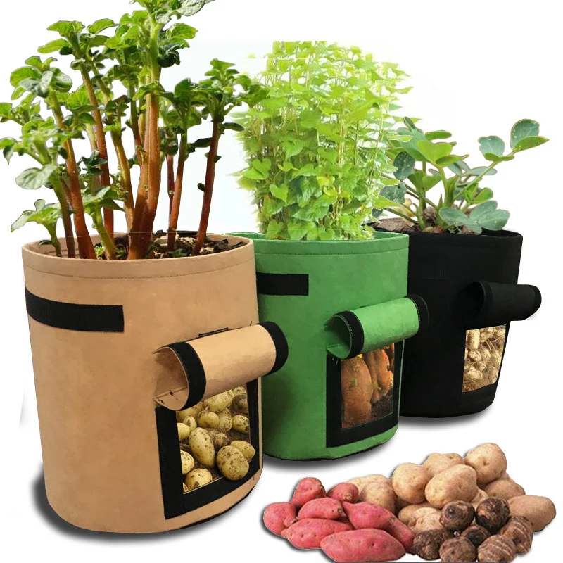 

1pcs Shipping Free Growning Potato Bags Potato Pot Polyester 7 Gallon Grow Bag Green Grown Bags, As picture