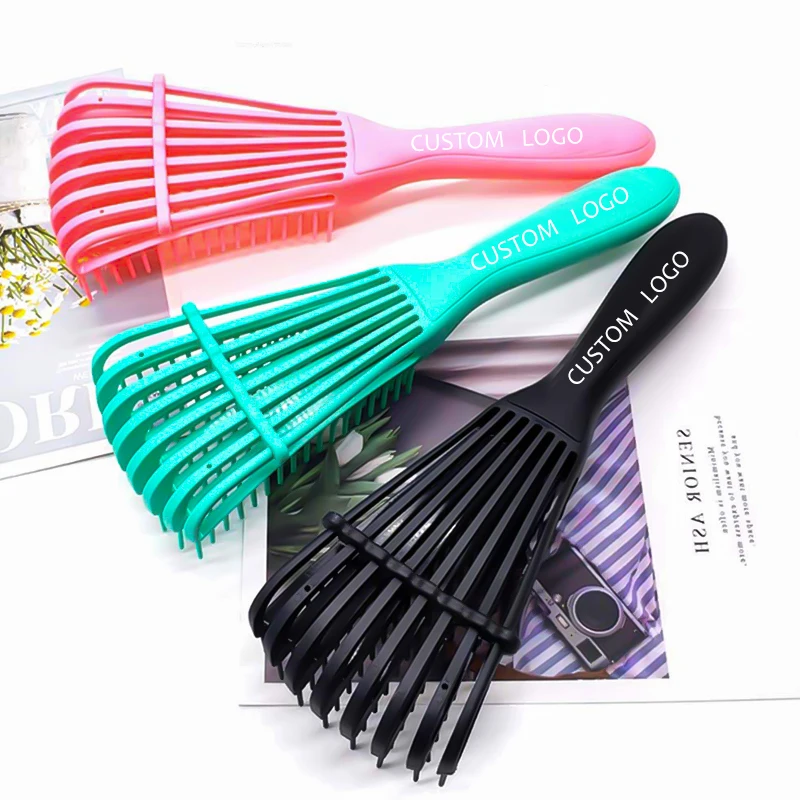 

Custom Logoplastic Eight Rows Hair Detangler Brush Curly Hair Vent Detangling Hair Brushes For Woman