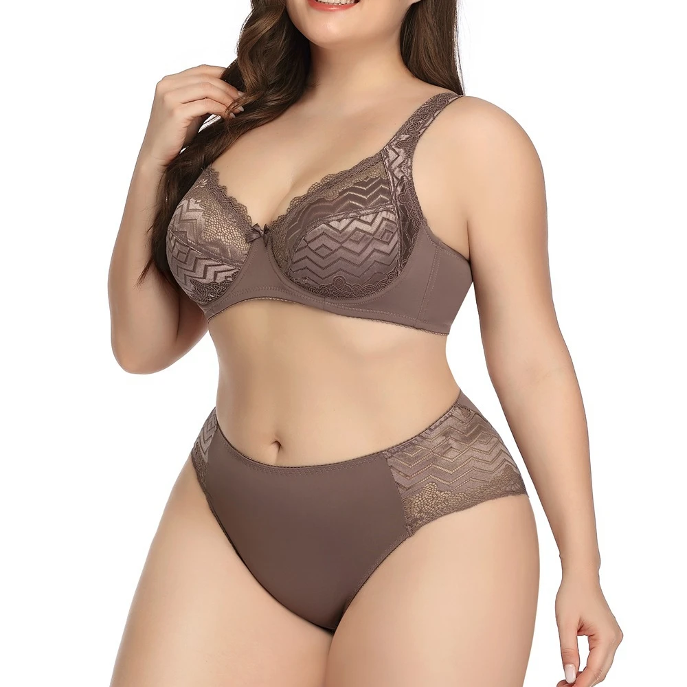 

Comfortable lace sexy women sets 2 piece large C Cup bras panty plus underwear big size bra and panties set for fat girls