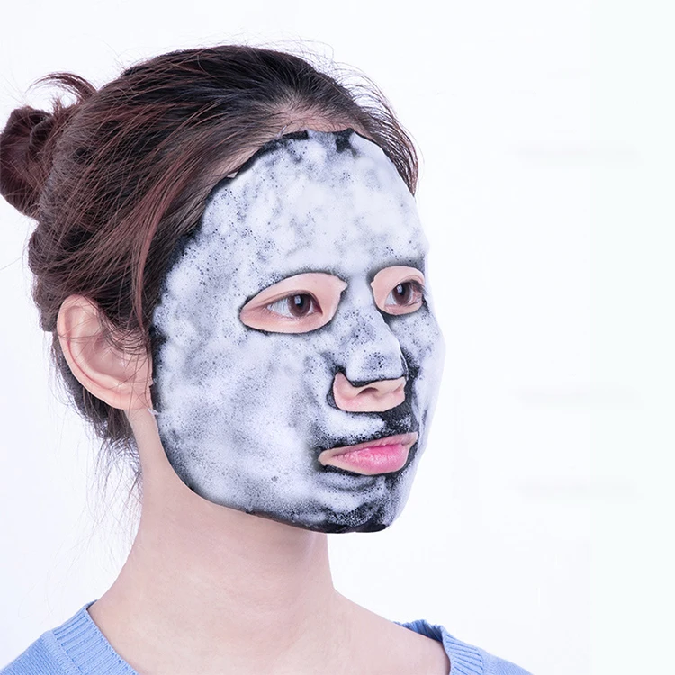 

OEM Private Label Bamboo Charcoal Black Facial Mask Korean Cosmetic Sheet Skin Moisturizing Cleansing Black Bubble Mask