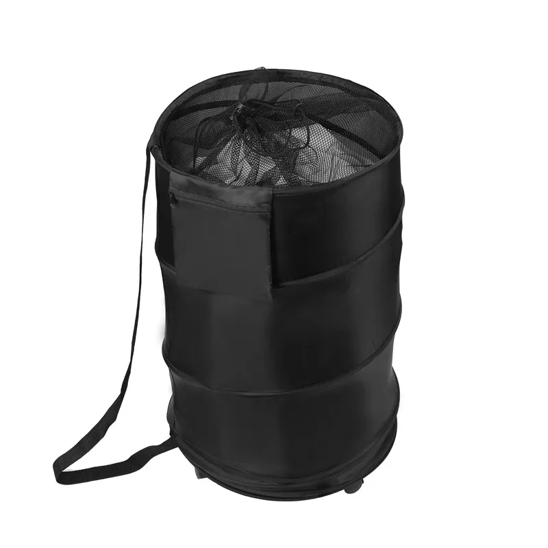 

Round Folding Pop up Collapsible Foldable Laundry Basket Hamper for Cloths, Black