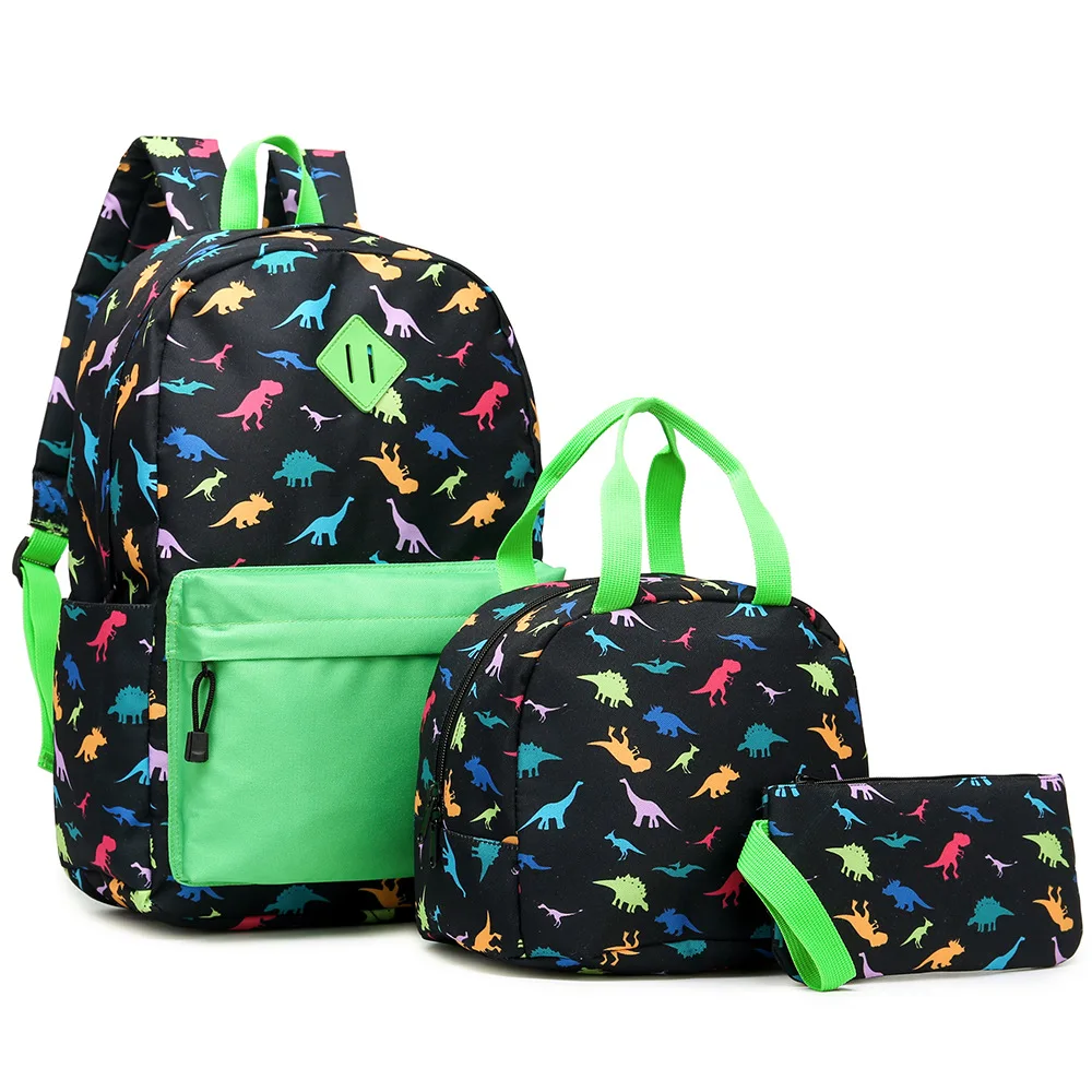 

2022 Lunch Bag Pencil Case Color Matching Dinosaur Three-piece Set Of Schoolbags For Children Cute Backpack kindergarten Bags