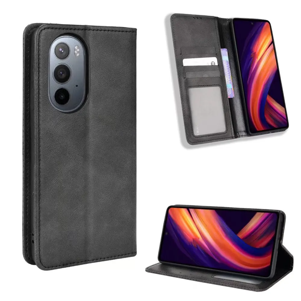 

Retro Flip Wallet Leather Case Cover For Motorola Moto Edge 30 Ultra, As pictures