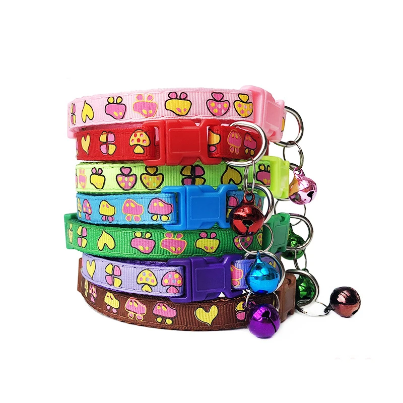 

Cheap Wholesale Small Pet Collar 1.0 cm Cat Necklace Bell Cute Print Dog Collar