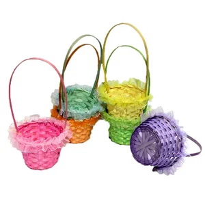 Image of Cheapest colorful easter woven easter wicker storage basket