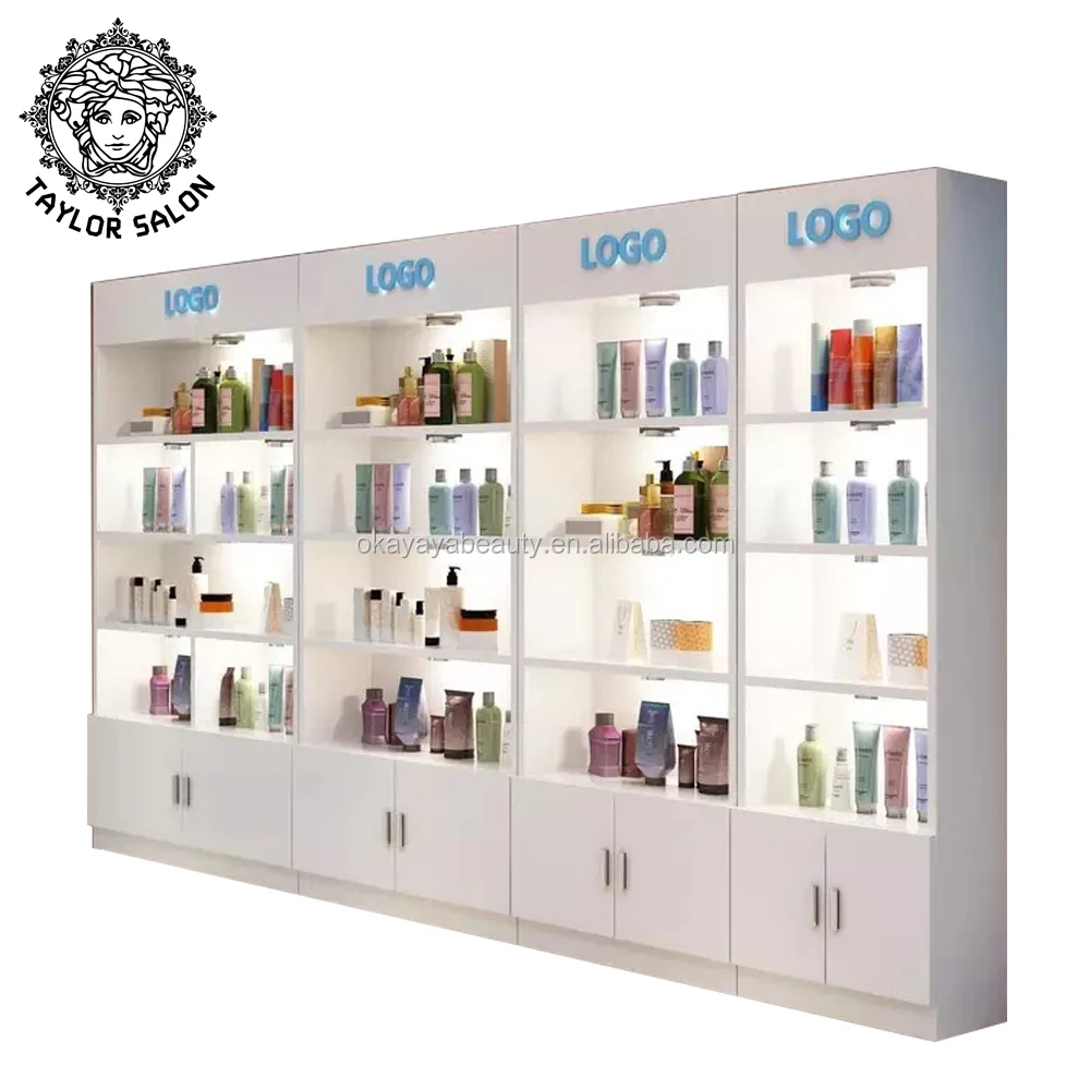 Pink Nail Spa Salon Furniture Cosmetic Shelf Modern Nail Polish Display