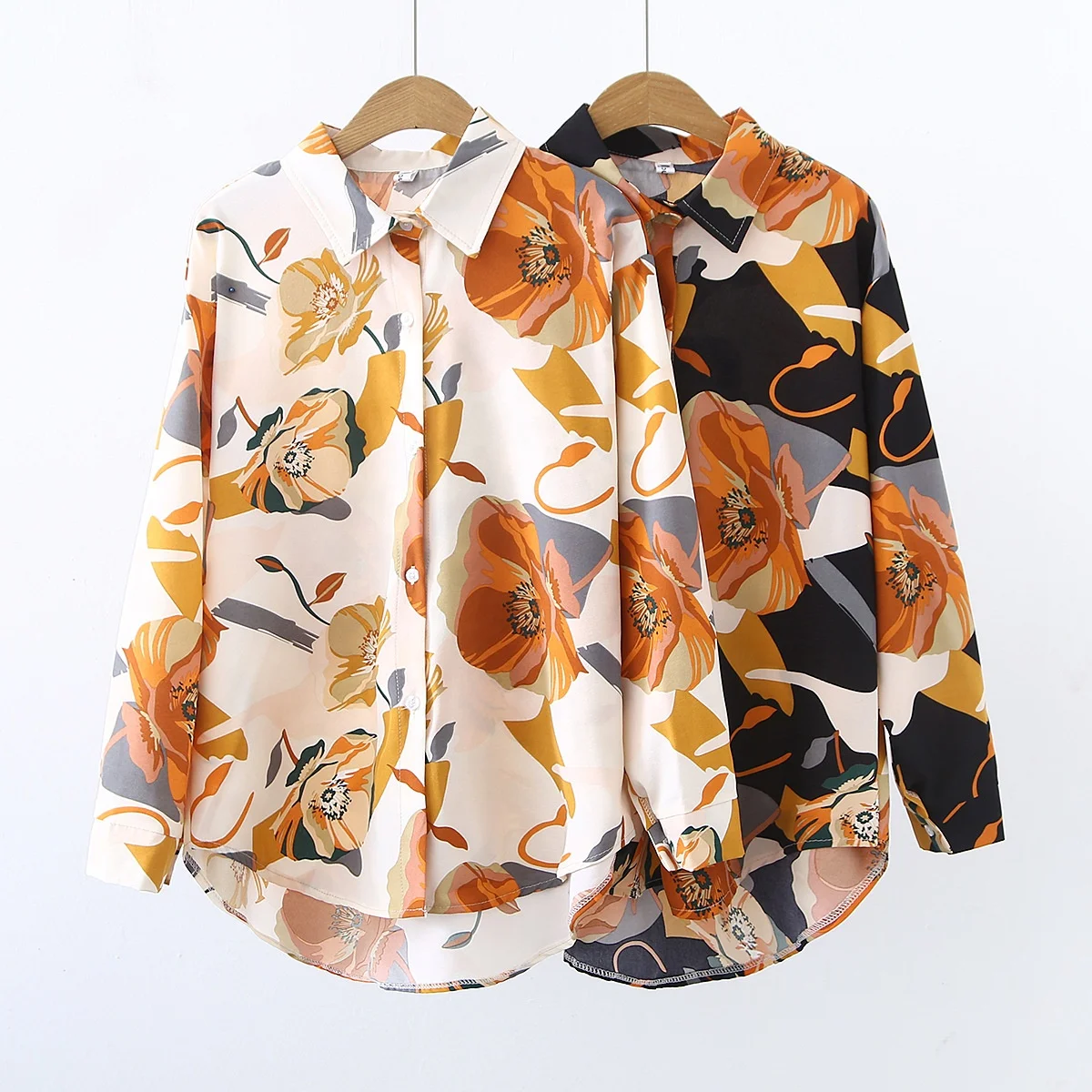 

Spring New Design Women Chiffon Shirt Top Printed Long Sleeve Blouse