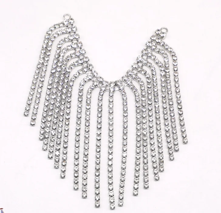 

Fashion Party Dress Crystal Jewelry Pendant Fringe Necklace, Crystal/crystalab/rainbow /gunmetal