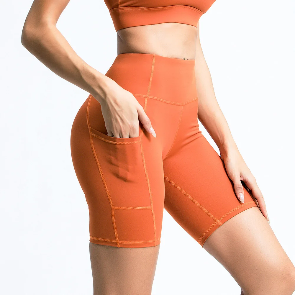 

Summer New Yoga Wear Women's High Waist Hip-Showing Yoga Pants Quick-Drying Pocket Sports Shorts