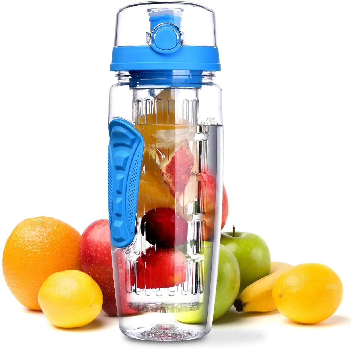 

Motivational Water Bottle with Fruit Infuser and Times To Drink, 1 Litre Leak Proof BPA Free Water Tracker Bottle