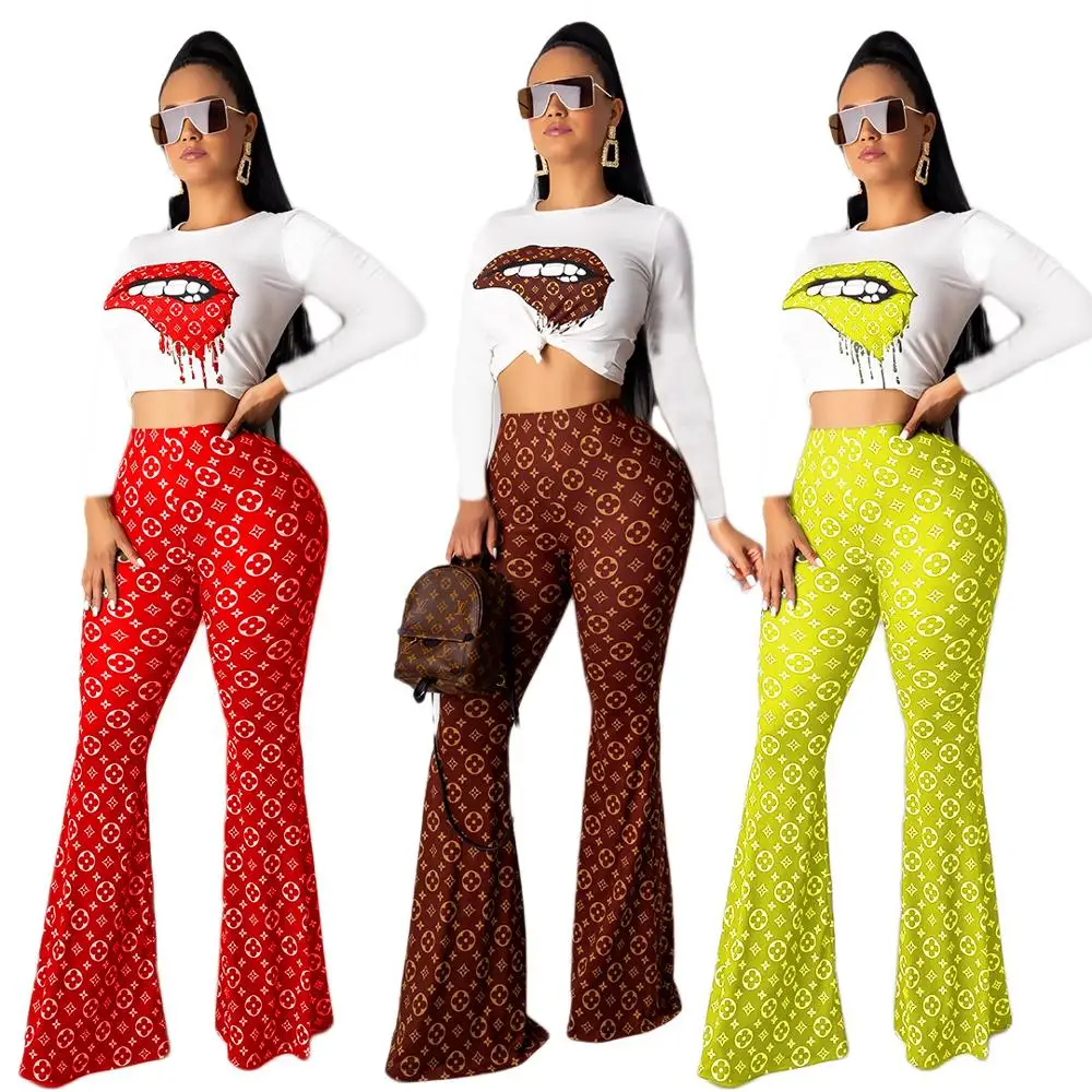2019 Autumn Fashion 2 Piece Set Women Bell Bottom Pants Two Piece Set Women Clothing