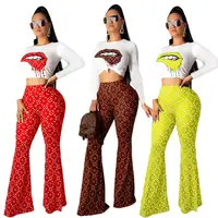 

2019 Autumn Fashion 2 Piece Set Women Bell Bottom Pants Two Piece Set Women Clothing