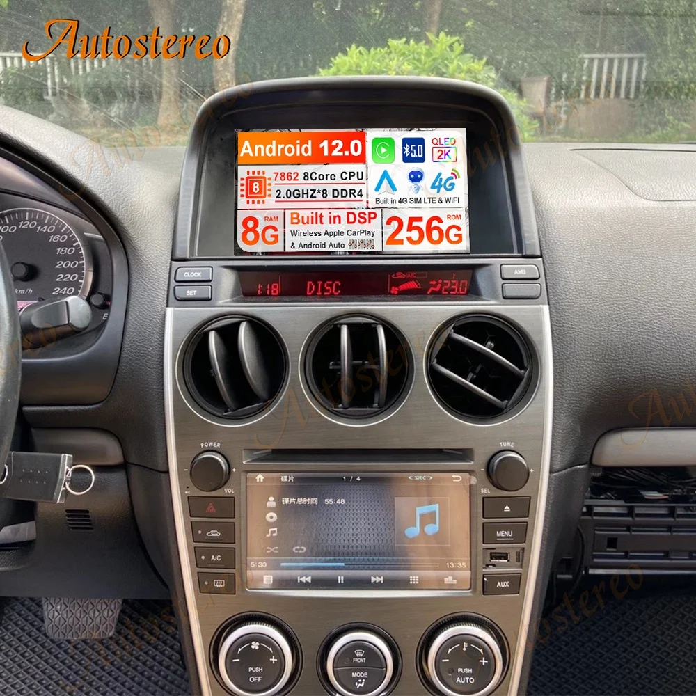 

For Mazda 6 2002-2008 Android 12.0 8+256G Car GPS Navigation Auto Stereo Multimedia Player Head Unit NAVI Radio Tape Recorder CP