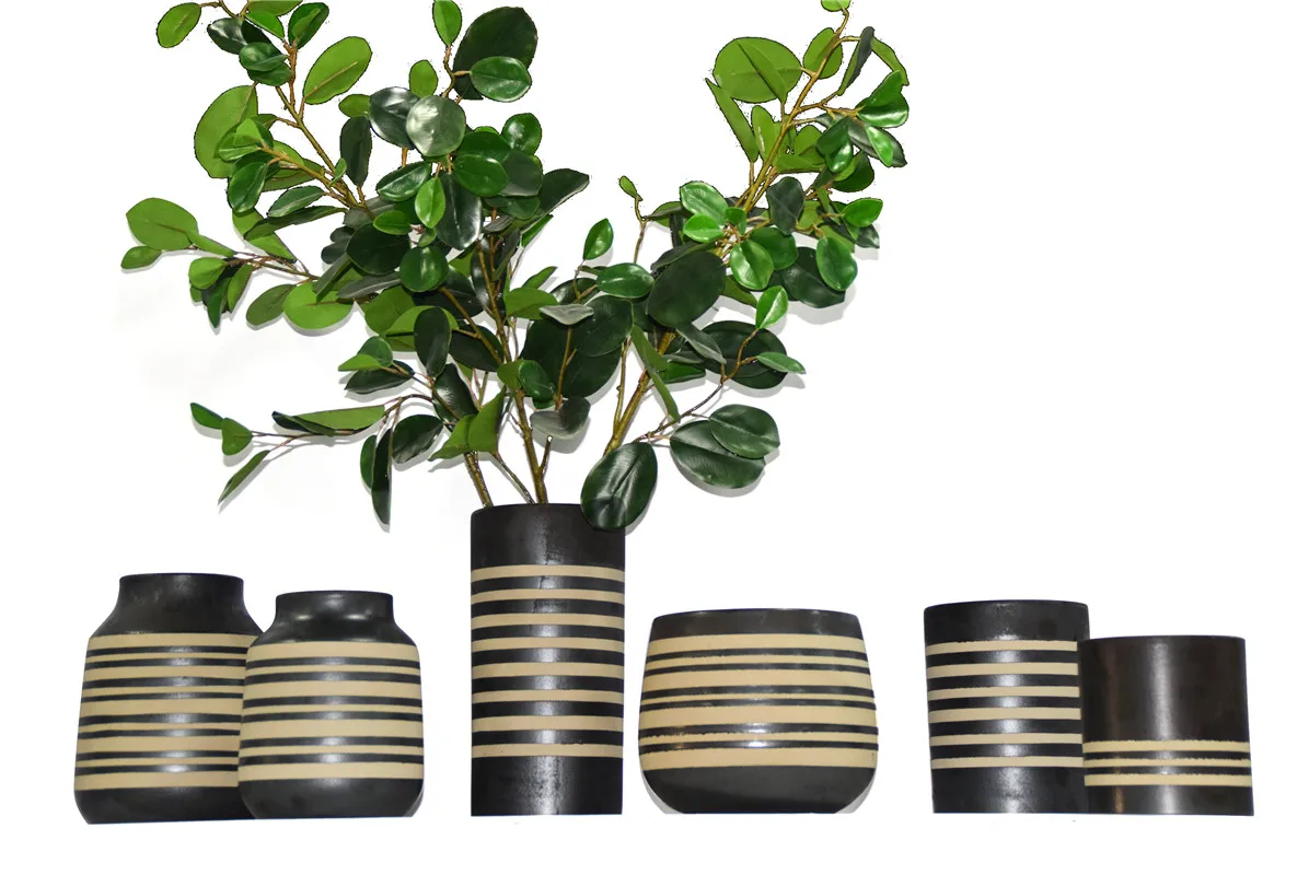 Black Lines Ceramic Vases and Pots for Flower Home Decoration Wholesales