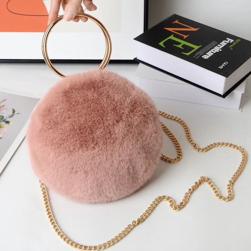 

Jtfur Manufacturer direct selling women's faux mink plush fur handbag Korean version versatile shoulder cross body bag, Customized color