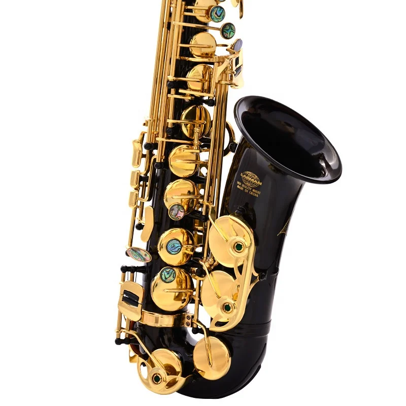 

Black Gold Lacquer Brass Alto Instrument S-20 Professional Eb Colorful Shell China Sax Saxophone Alto with accessories