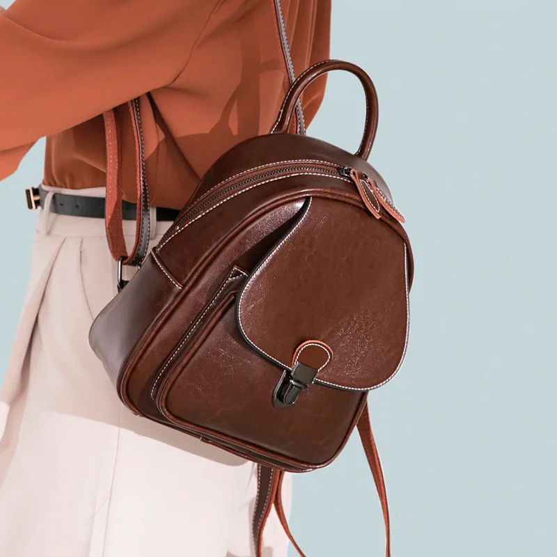 

Realer 2021 new fashion mini backpacks ladies genuine leather daily bag packs casual handbags backpacks for women