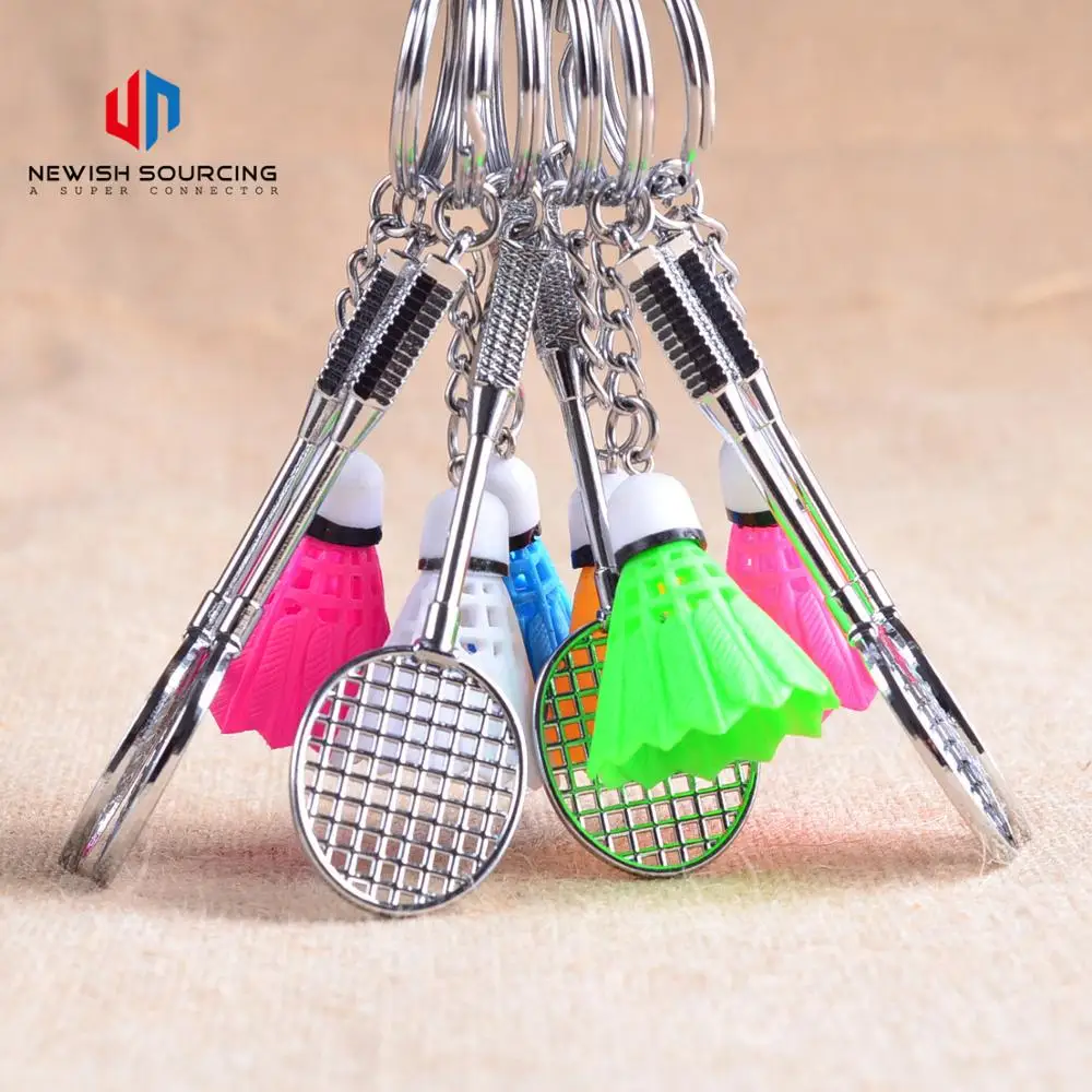
Creative New Korean Metal Pendant Badminton Key Chain Individually Wrapped Plastic Alloy Key Chain 