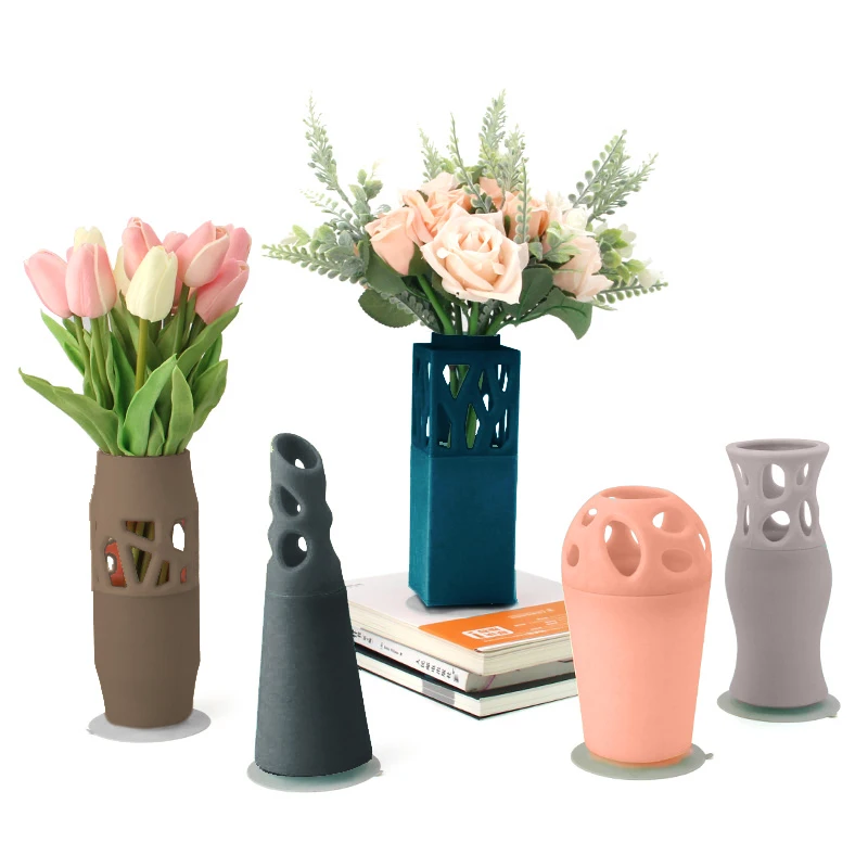 Silicone Vase Silicone Flower Vase Plant Flower Pot With Strong Suction