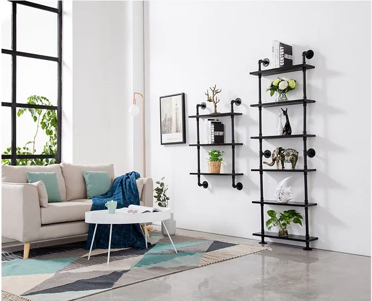 Black Simple Wrought Iron Ledge Meta Iron Log Rack