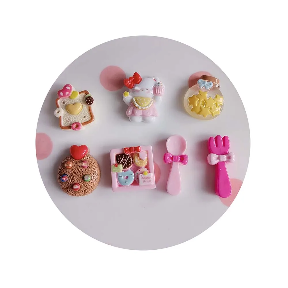 Kawaii Mini Miniature Cartoon Cookie Scoop Resin Breakfast Food Crafts for Kids Doll House Home Decoration Accessories