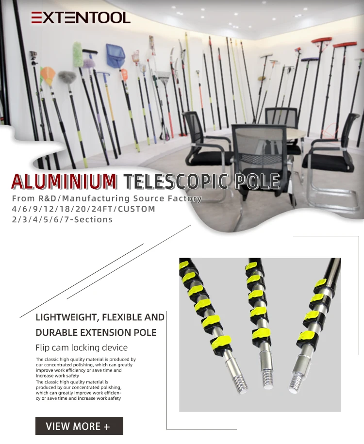 Extenclean Aluminum Adjustable Pole With Handles Telescopic Handheld