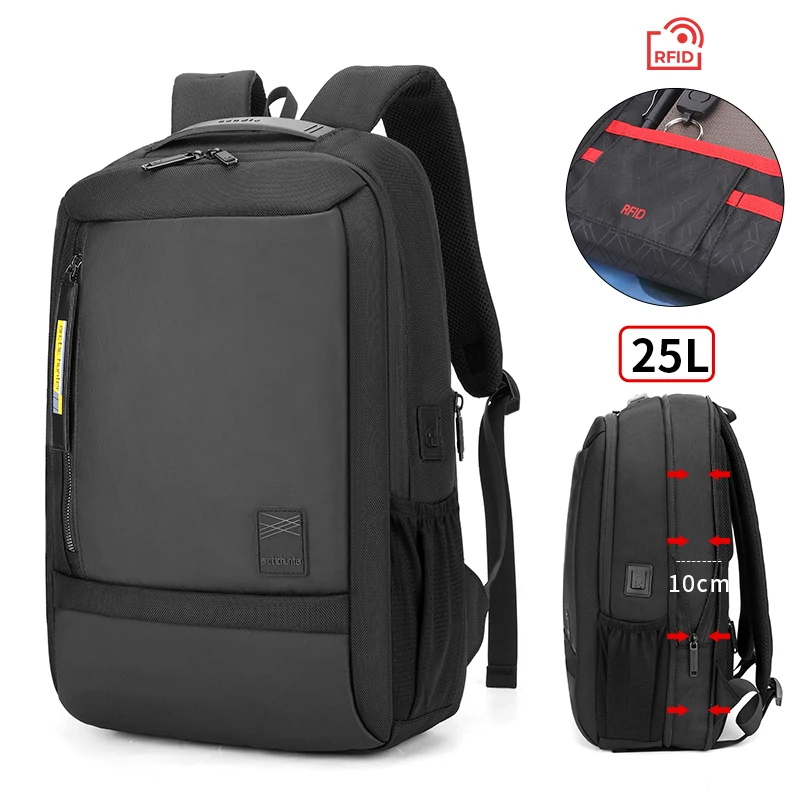 

Arctic Hunter Mochila Expandable RFID Business USB Charging Laptop Anti Theft Backpack Waterproof College School Travel Bag Men, Black, blue,dark grey