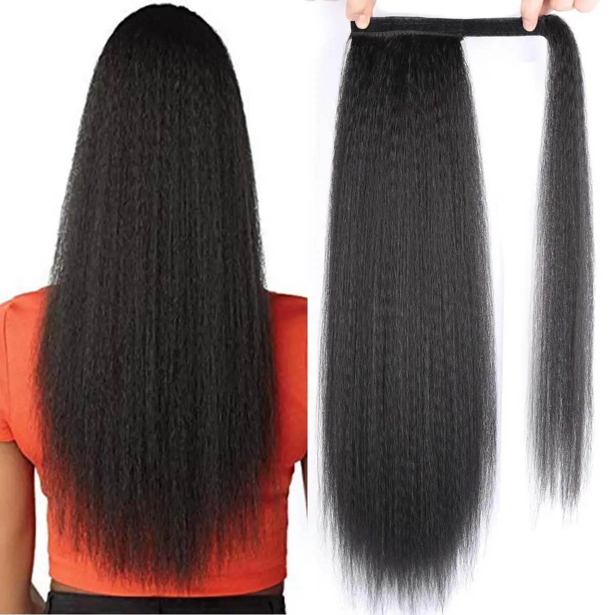 

24 Inches Yaki Fluffy Hair Bundle Ponytail High Temperature Resistant Silk Ponytail Hair Extensions Nylon, Pic showed