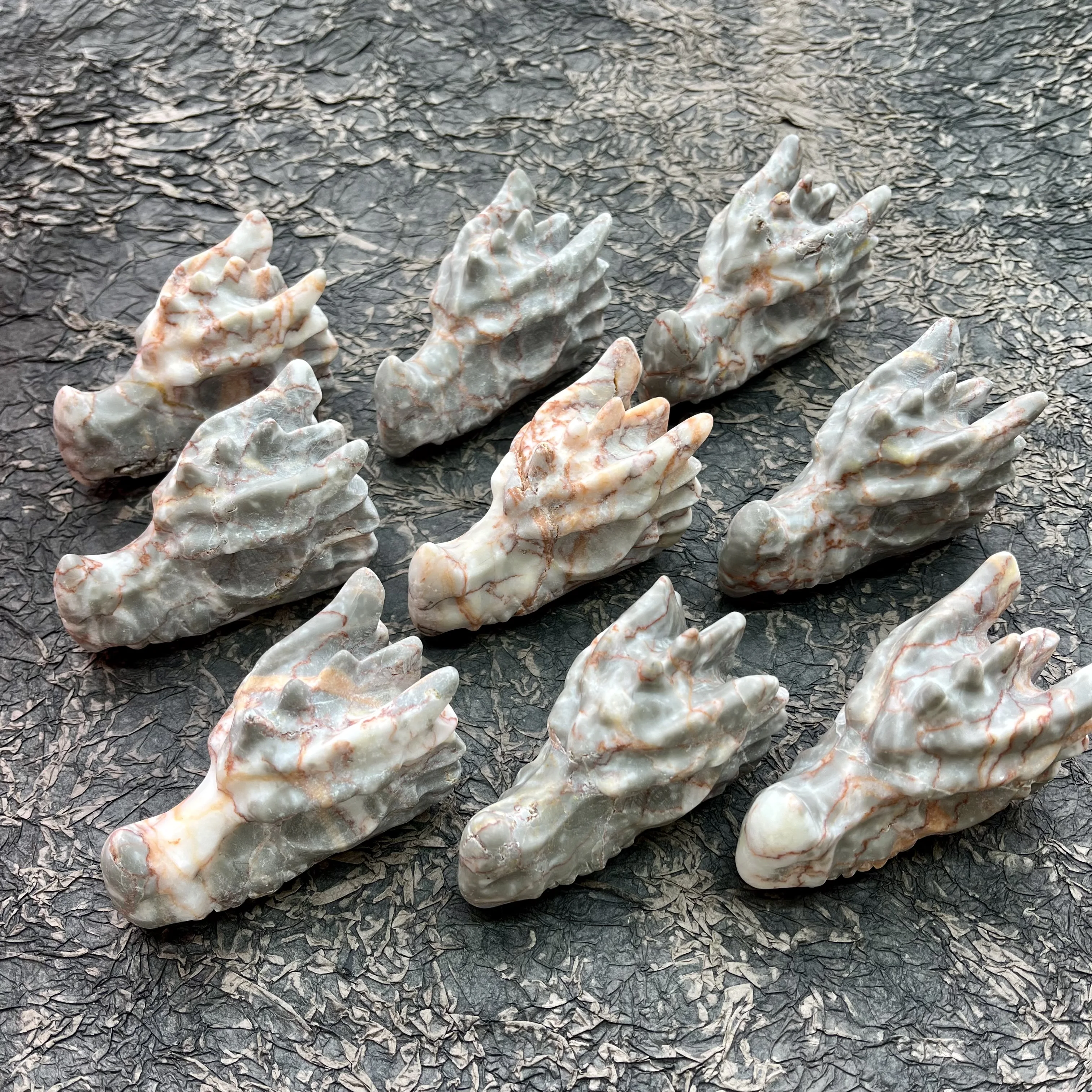 Wholesale Polished Natural Crystal Carving Red Net Stone Dragon Head for Fengshui Dec