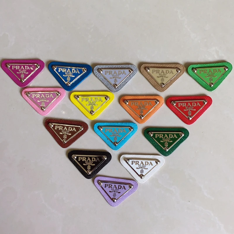 

Best selling brand logo triangle patch metal leather shoes Hat Badge popular decoration accessories patch sticker