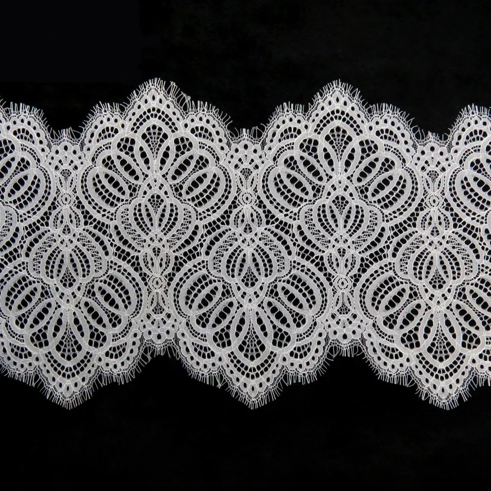 

Garment flower embroidery white chantilly lace trim decoration, Accept customized color