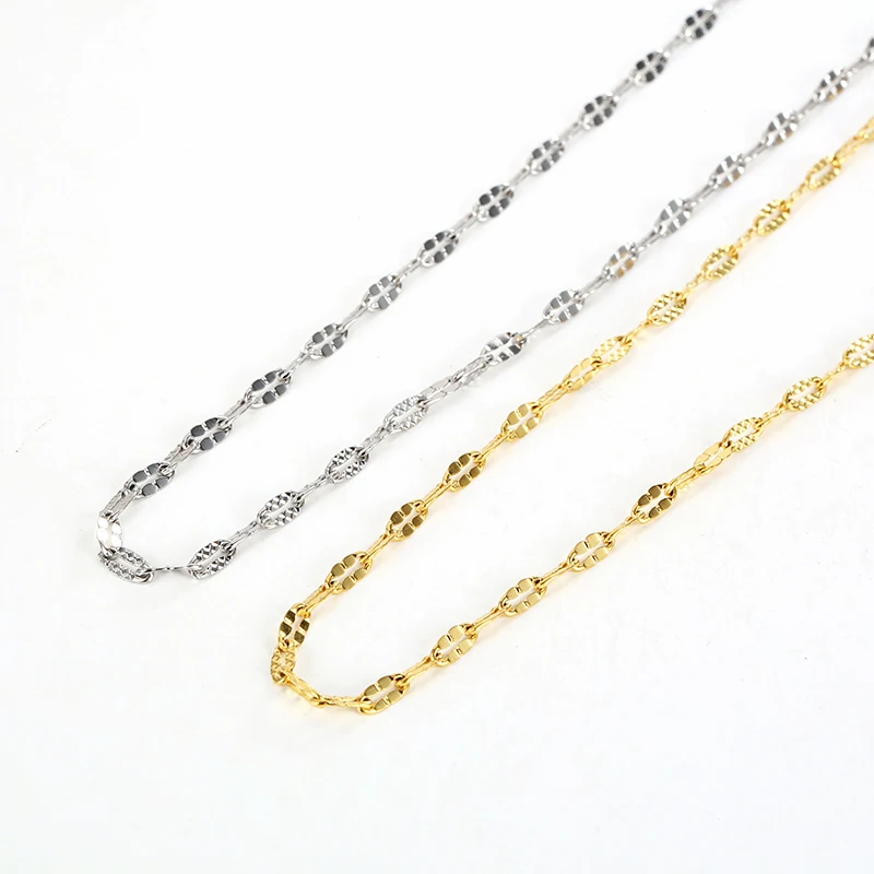 

High-end silver jewelry gold plated exquisite little coffee bean thin chain adjustable Stainless Steel Necklace Jewelry