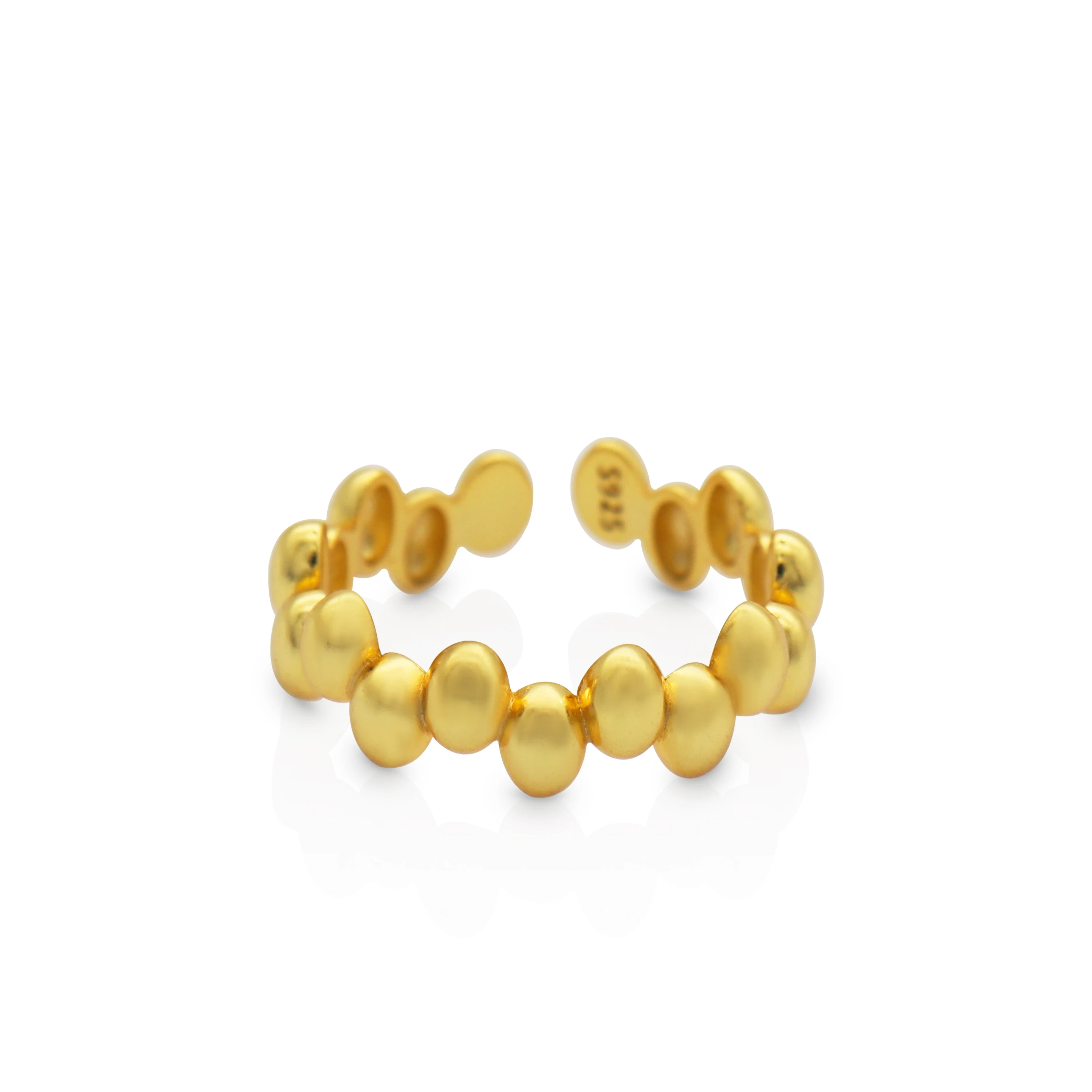 

Chris April in stock 925 sterling silver gold plated dacing beads open ring for women, Yellow gold
