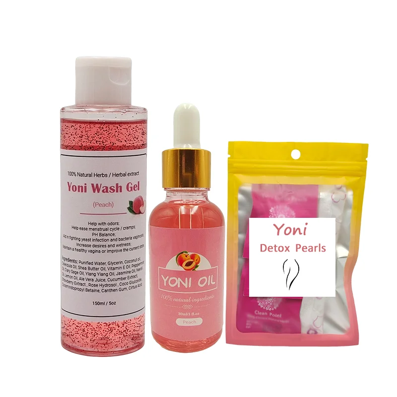 

Private Label 100% natural organic feminine hygiene yoni wash set with yoni wash gel yoni oil yoni detox pearls