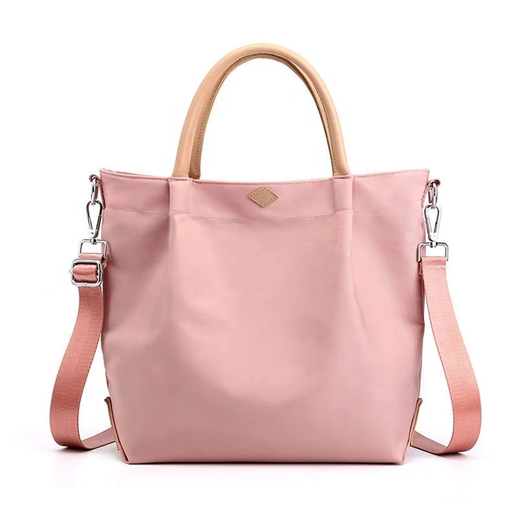 

Japanese Style Women Travel Cotton Canvas Pink Tote Bag Crossbody Handbag