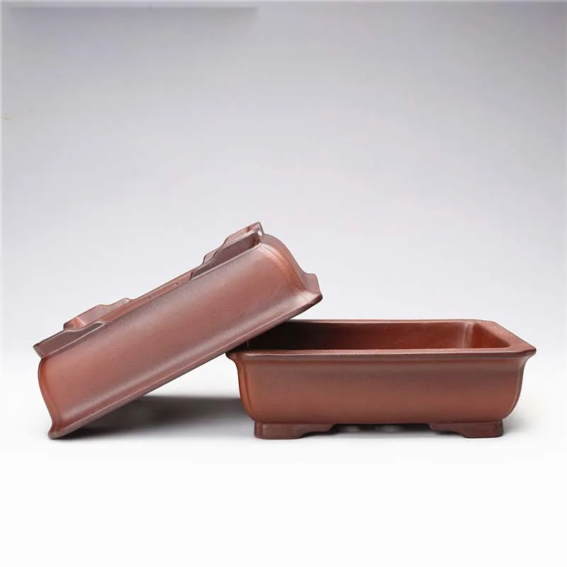 

antique boutique high-end indoor rockery bonsai pot rectangular large flower pots succulent pots, Brown