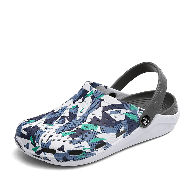 

2021 Men Summer Hole Shoes EVA Male Black Beach Flat Large size 36-45 Sandals Slippers