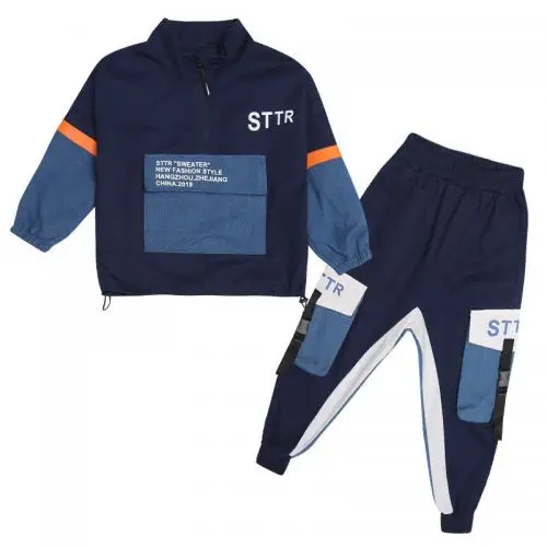 
boy kids clothing sets hot sale Polyester different size for choice & two piece & loose Pants & coat patchwork letter 416285 
