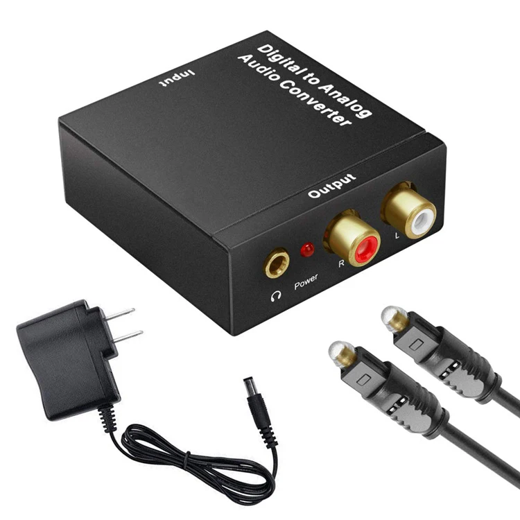 

Digital to Analog Converter DAC Digital SPDIF Toslink to Analog Stereo Audio L/R Converter Adapter with Optical Cable for PS3, Black