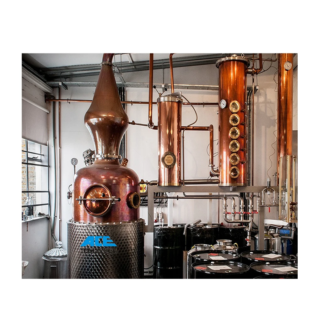 
Factory Price 300l 500l 800l 1000l Red copper stills Alembic Alcohol Gin Whisky Distillation Equipment Vodka Distillery For Sale 