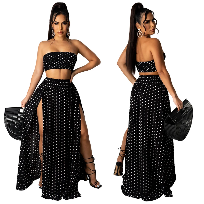 

2021 summer new arrivals long casua elegant dress bodycon sexy 2 two piece skirt suits set for women clothes outfits clothing, Picture color