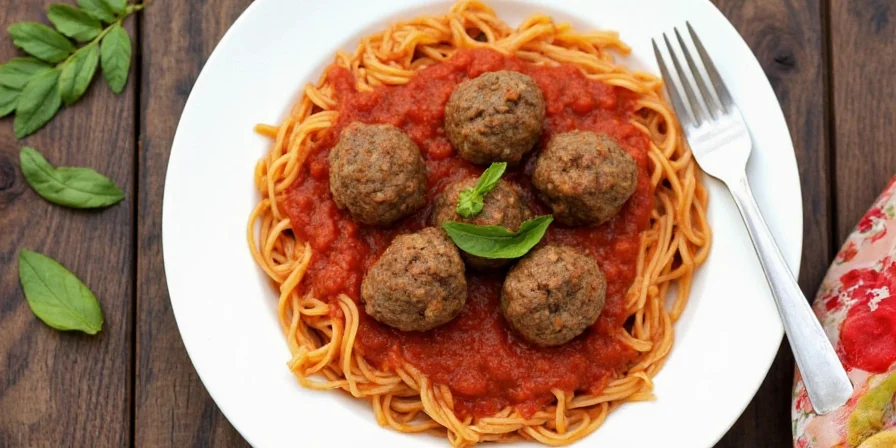 Finished Spanish meatballs with sauce