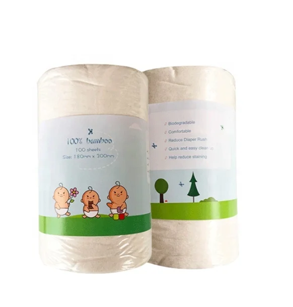 

YIFASHIONBABY 2pcs/pack Biodegradable 100% Bamboo Flushable Nappy Liner Bamboo Liner diaper liners disposable, White