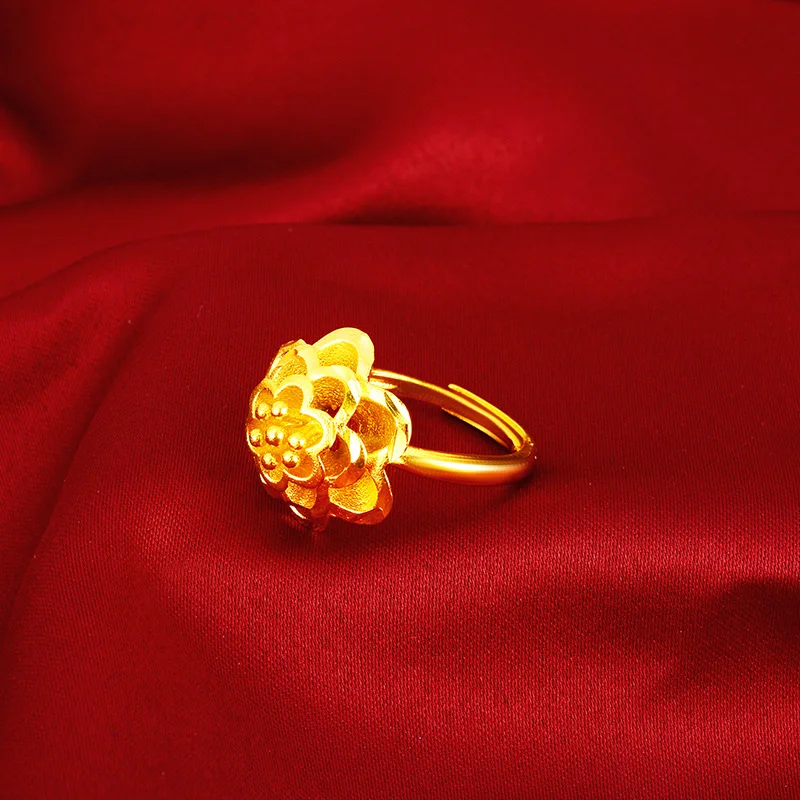 

Dropshipping 14K Gold Ring Delicate Sand Gold Ornament Yellow Gold Women's Wedding Engagement Jewelry Flower Ring Birthday Gift