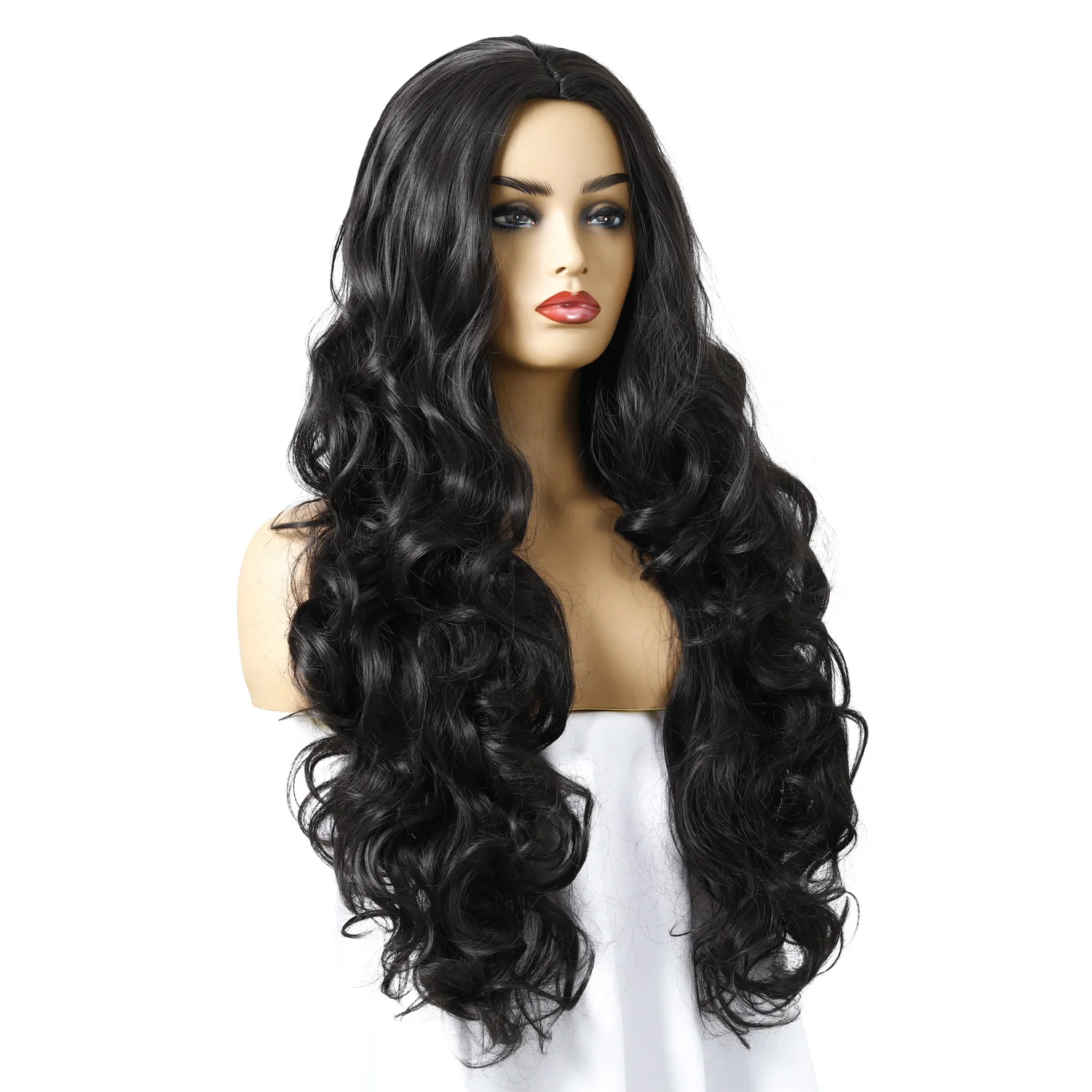 

Quality Guaranteed Black Long Curly Frontal Elegant Natural Wigs for Women